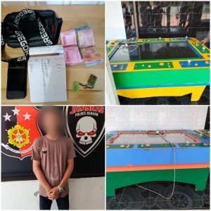 Satreskrim Polres Asahan Bersama Jatanras Polda Sumut Gerebek Lokasi Judi Dan Amankan Dua Mesin Game Zone Ikan- Ikan Dan Uang Tunai Rp 4.915.000 Dua Buah Chip Disita