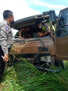 Laka Tunggal Truk Fuso di desa Aras Kabu, Sat Lantas Polresta Deli Serdang Bergerak Cepat Turun Ke TKP