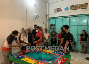 Polsek sunggal Polrestabes Medan Gerebek Lokasi Judi Tembak Ikan Di Klambir V(Lima), Amankan 6 Mesin dan Puluhan Orang