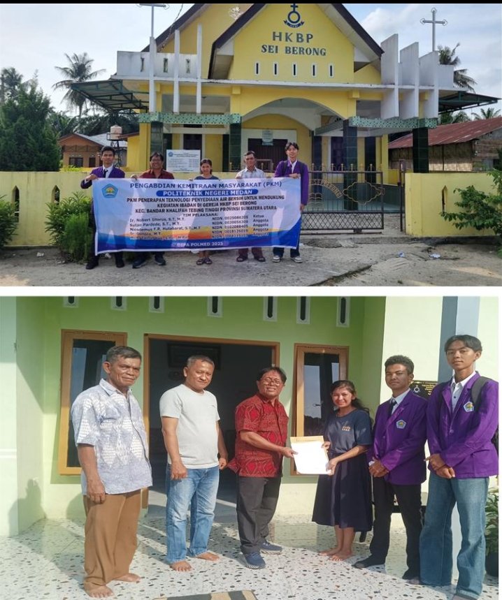 Dosen dan Mahasiswa Teknik Elektro Politeknik  Negri Medan Mendukung Kegiatan Ibadah Gereja HKBP Sei Berong Kecamatan Bandar Khalifah Tebing- Tinggi