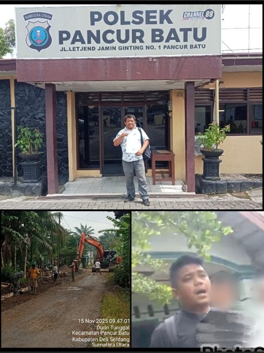 Polisi Diminta Tangkap Pengawas Proyek Pembangunan Jalan Dusun.3 Semberinggin Tampa Plang Proyek Pekerjaan yang Arogan Pelaku Penganiayaan Ketua DPC LPM Pancur Batu.