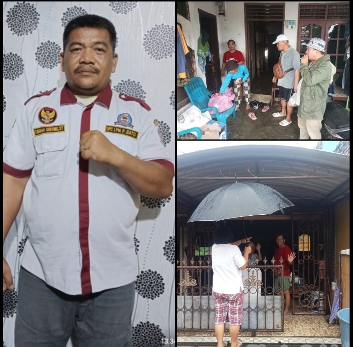 Ketua DPC LPM Pancur Batu Firman Ginting,ST Bersama Runggun GBKP Perumnas Simalingkar Berbagi Makan dan Sembako Kepada Warga Terkena Banjir di Perumnas simalingkar